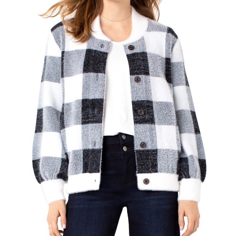 Check sweater bomber jacket